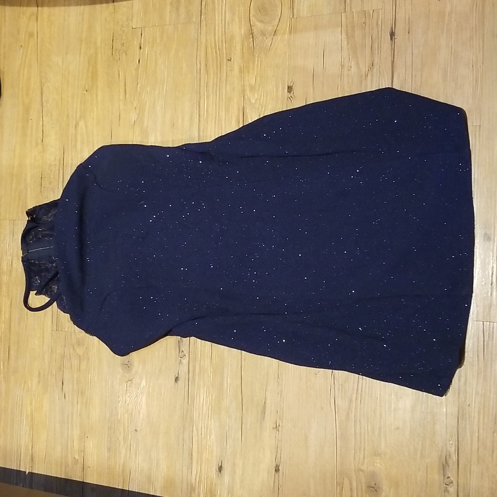 NWT Navy sparkly mini dress lace back w/zipper szXXL